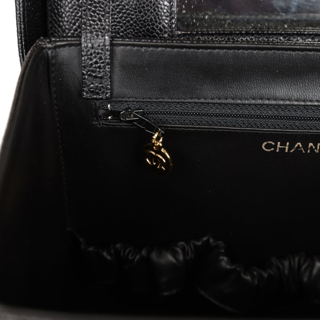 Vintage Chanel Large Vanity Bag Black Caviar Gold Hardware
