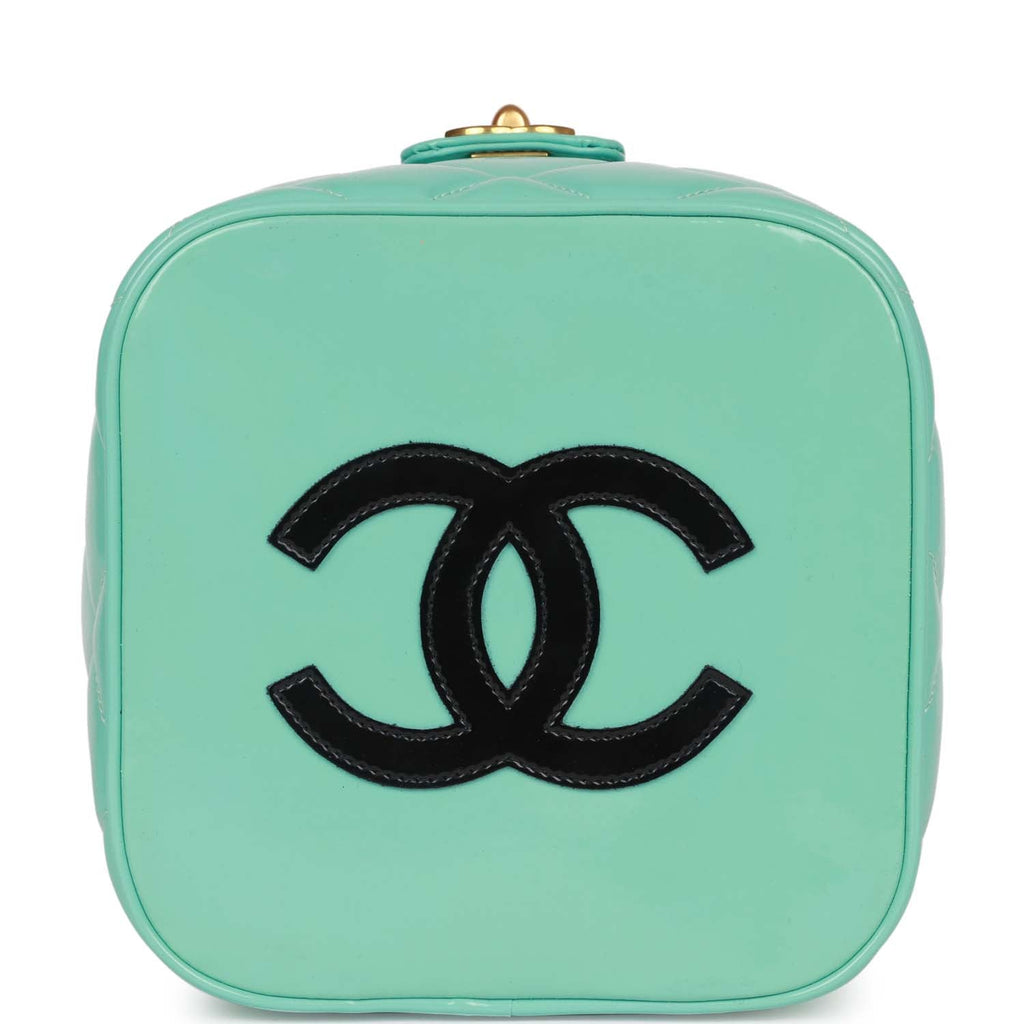 Vintage Chanel Vanity Heart Mirror Bag Turquoise Patent Gold Hardware - Payment 1