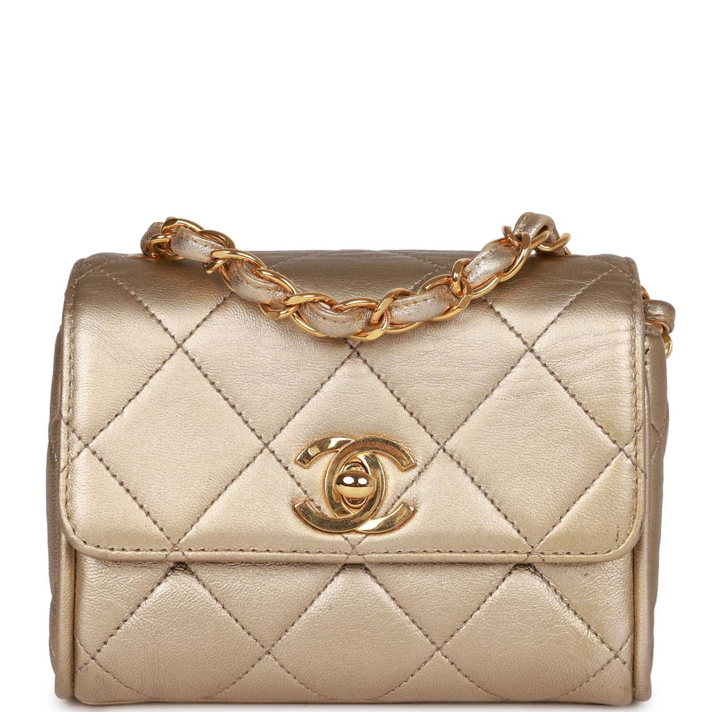 Vintage Chanel Nano Flap Bag Gold Lambskin Gold Hardware – Madison Avenue Couture