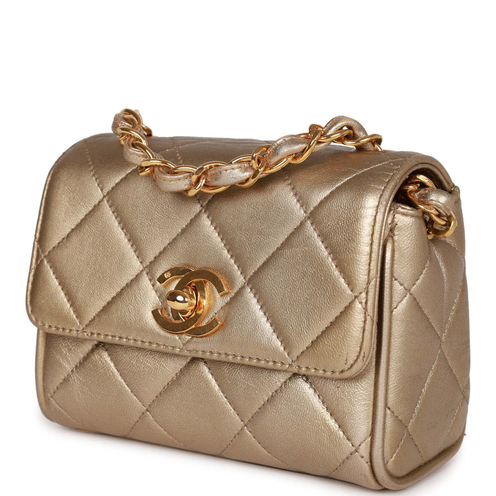 Vintage Chanel Nano Flap Bag Gold Metallic Lambskin Gold Hardware – Madison  Avenue Couture