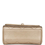 Vintage Chanel Nano Flap Bag Gold Metallic Lambskin Gold Hardware