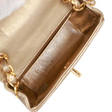 Vintage Chanel Nano Flap Bag Gold Metallic Lambskin Gold Hardware