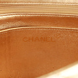 Vintage Chanel Clutch Flap Bag with Handle Gold Metallic Lambskin Gold Hardware