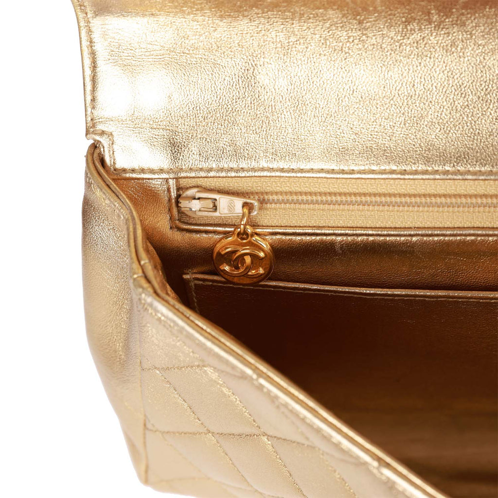 Gold Lambskin 'CC' Evening Bag