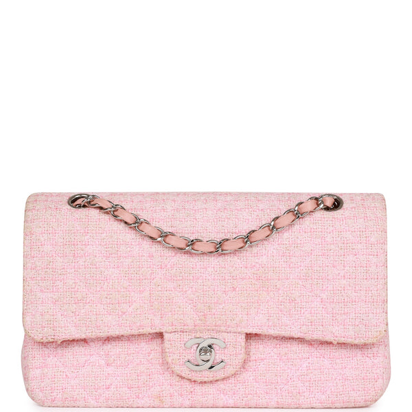 Chanel Pink Quilted Tweed Medium Double Flap Silver Hardware, 2014  Available For Immediate Sale At Sotheby's