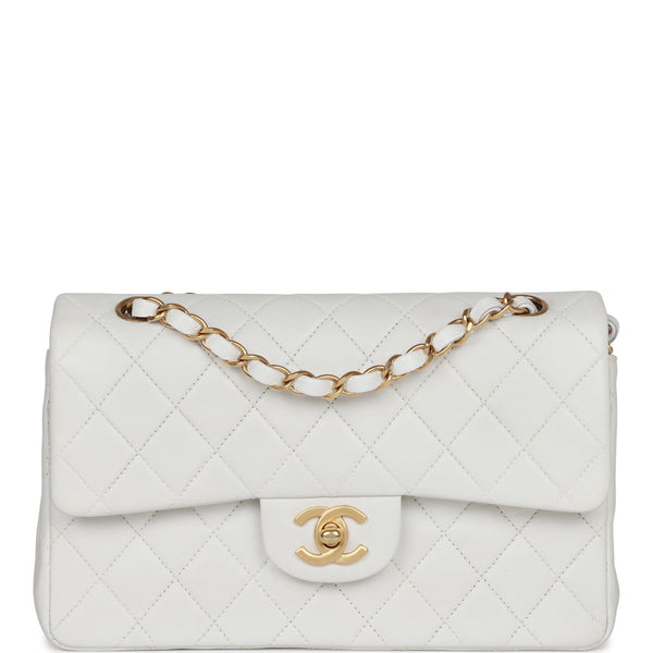 Vintage Chanel Small Classic Double Flap White Lambskin Gold Hardware – Madison  Avenue Couture