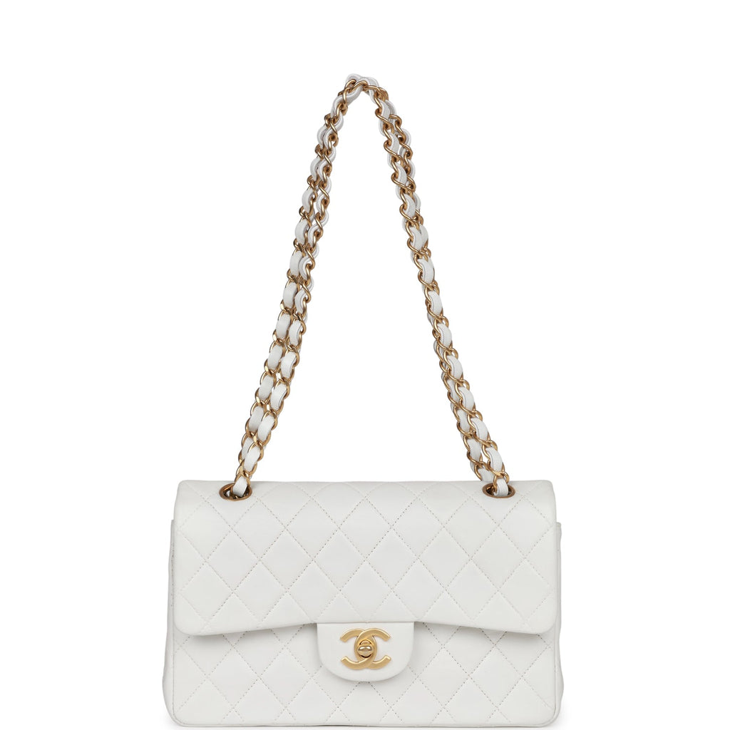 Vintage Chanel Small Classic Double Flap White Lambskin Gold Hardware –  Madison Avenue Couture