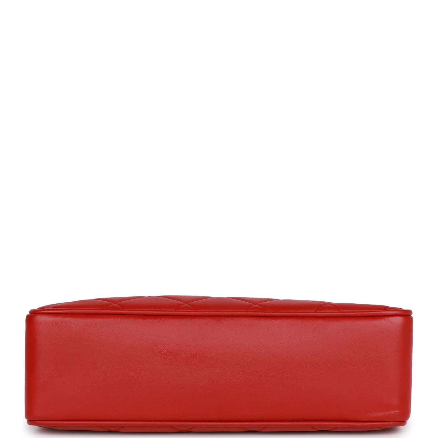 PUFFER SMALL 29 IN RED LAMBSKIN GOLD HARDWARE