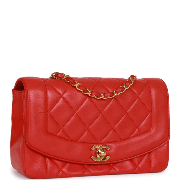 Chanel CHANEL Cabia Skin Diana Flap Chain Shoulder Bag Red P13379 – NUIR  VINTAGE