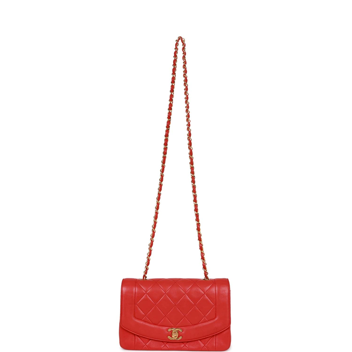 LE 5 A 7 23 RED LAMBSKIN GOLD HARDWARE