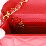 Vintage Chanel Small Diana Flap Bag Red Lambskin Gold Hardware