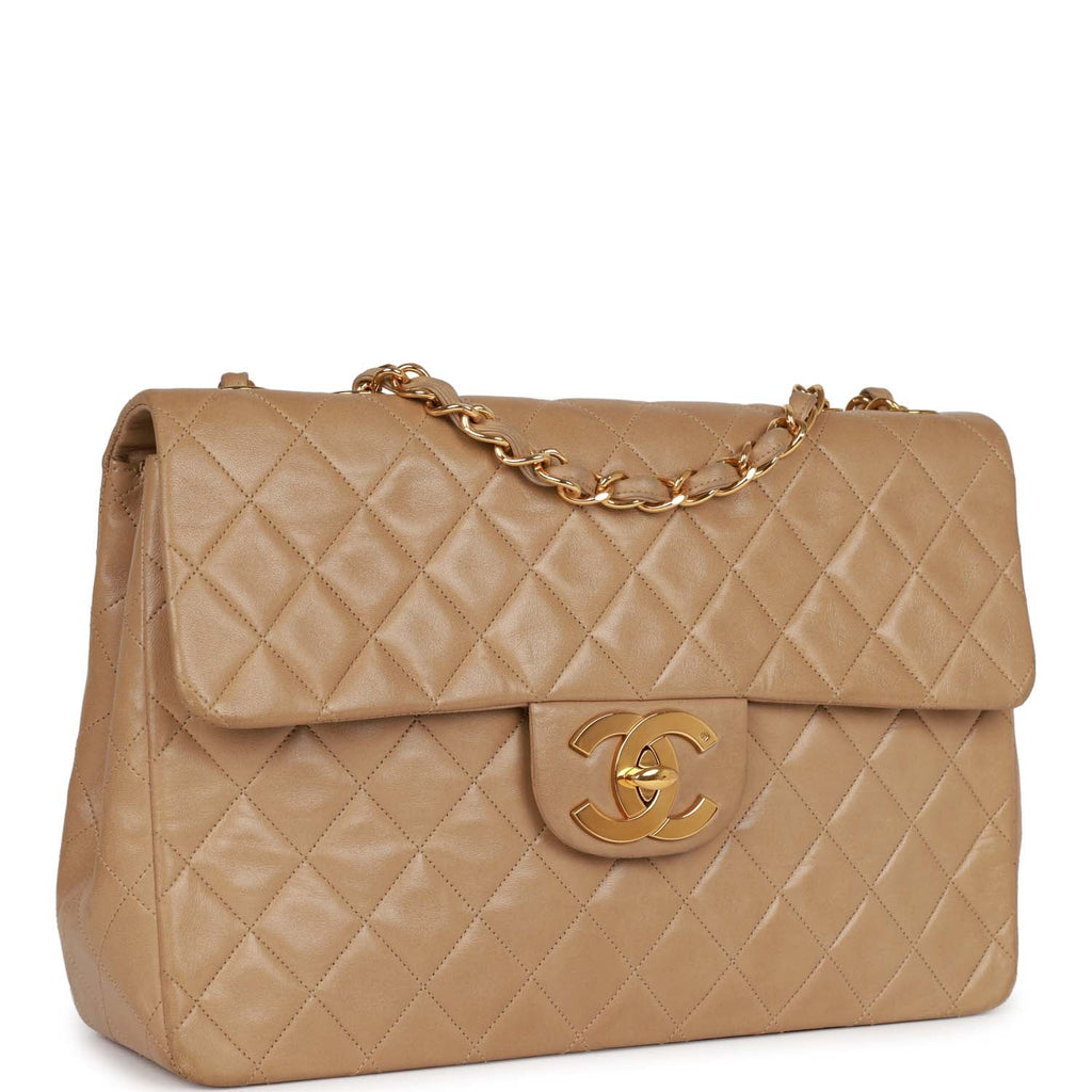 Chanel Brown Quilted Caviar Leather Maxi Classic Double Flap Bag