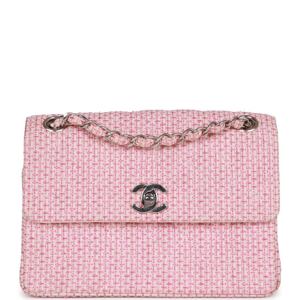Vintage Chanel Classic Mini Flap Bag Pink Tweed Silver Hardware – Madison  Avenue Couture