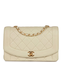 Chanel Beige Quilted Lambskin Diana Flap Medium Q6BGGN1II0000