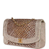 Custom Swarovski Crystal Vintage Chanel Medium Diana Flap Bag Beige Lambskin Gold Hardware