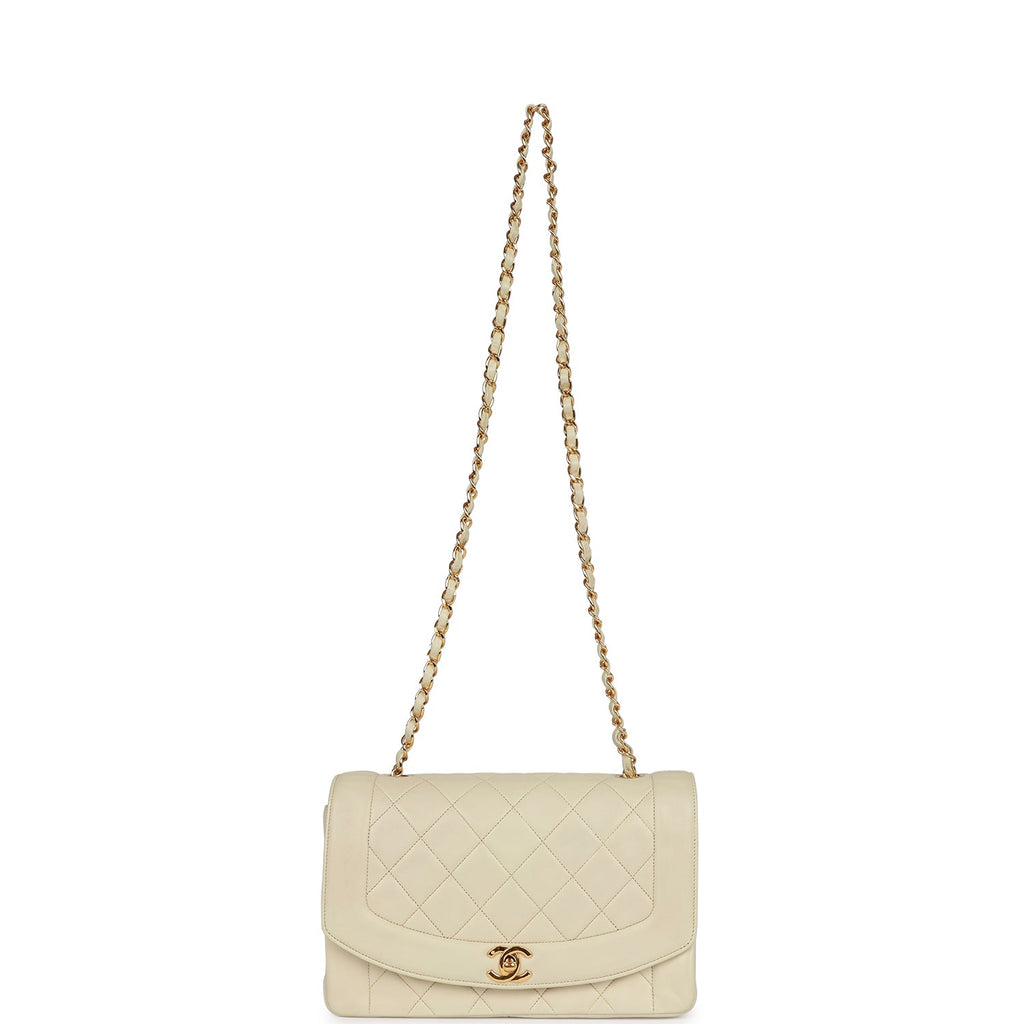 Vintage Chanel Medium Diana Flap Bag Ivory Lambskin Gold Hardware – Madison  Avenue Couture