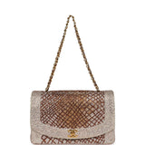 Custom Swarovski Crystal Vintage Chanel Medium Diana Flap Bag Beige Lambskin Gold Hardware