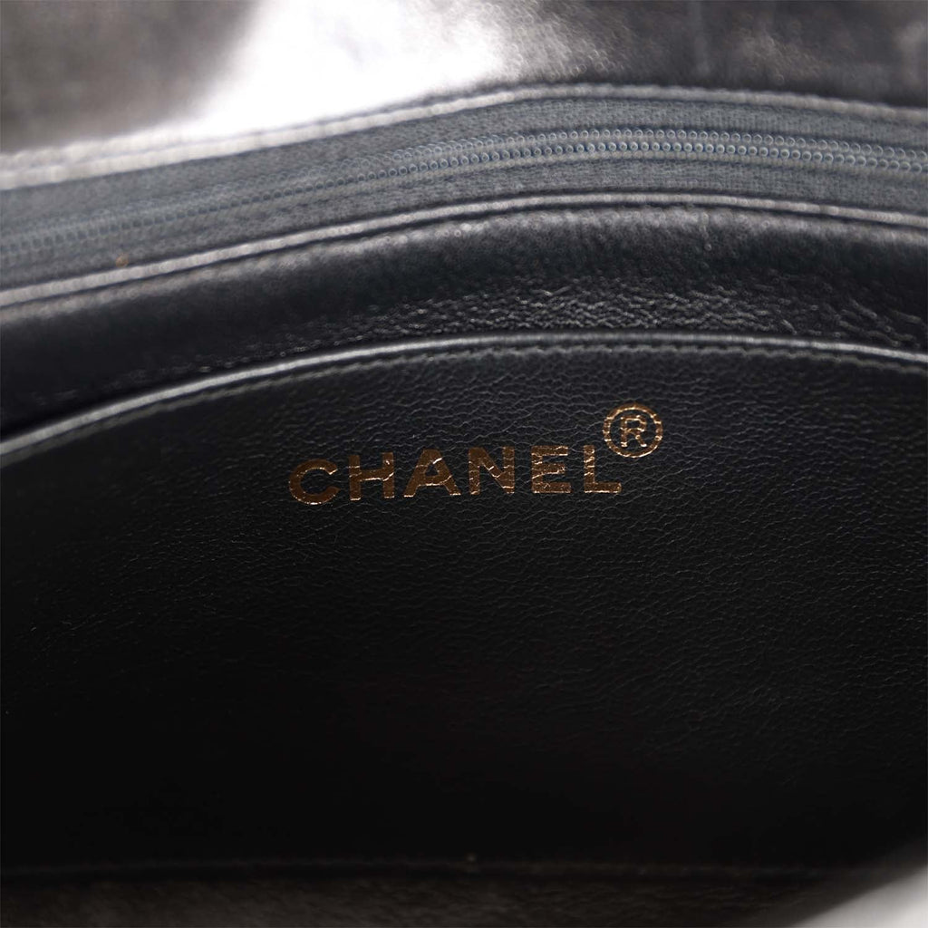 Vintage Chanel Small Diana Flap Bag Black Lambskin Gold Hardware