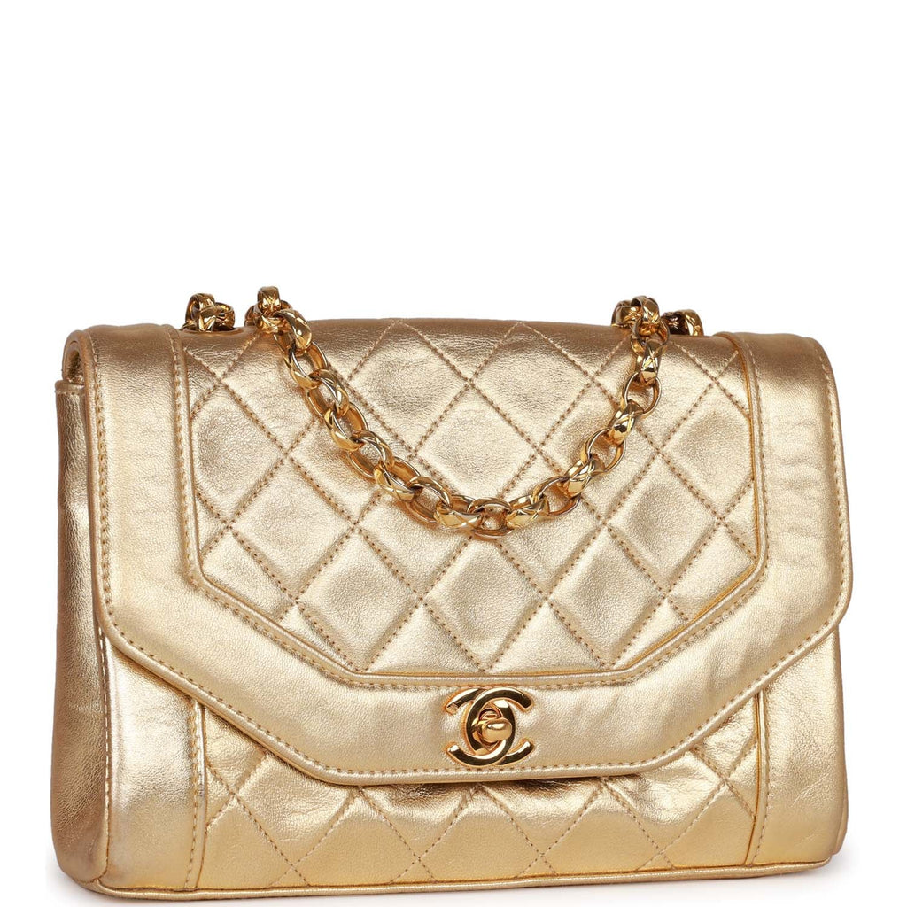 tale lufthavn Kreta Vintage Chanel Flap Bag Gold Metallic Lambskin Gold Hardware – Madison  Avenue Couture