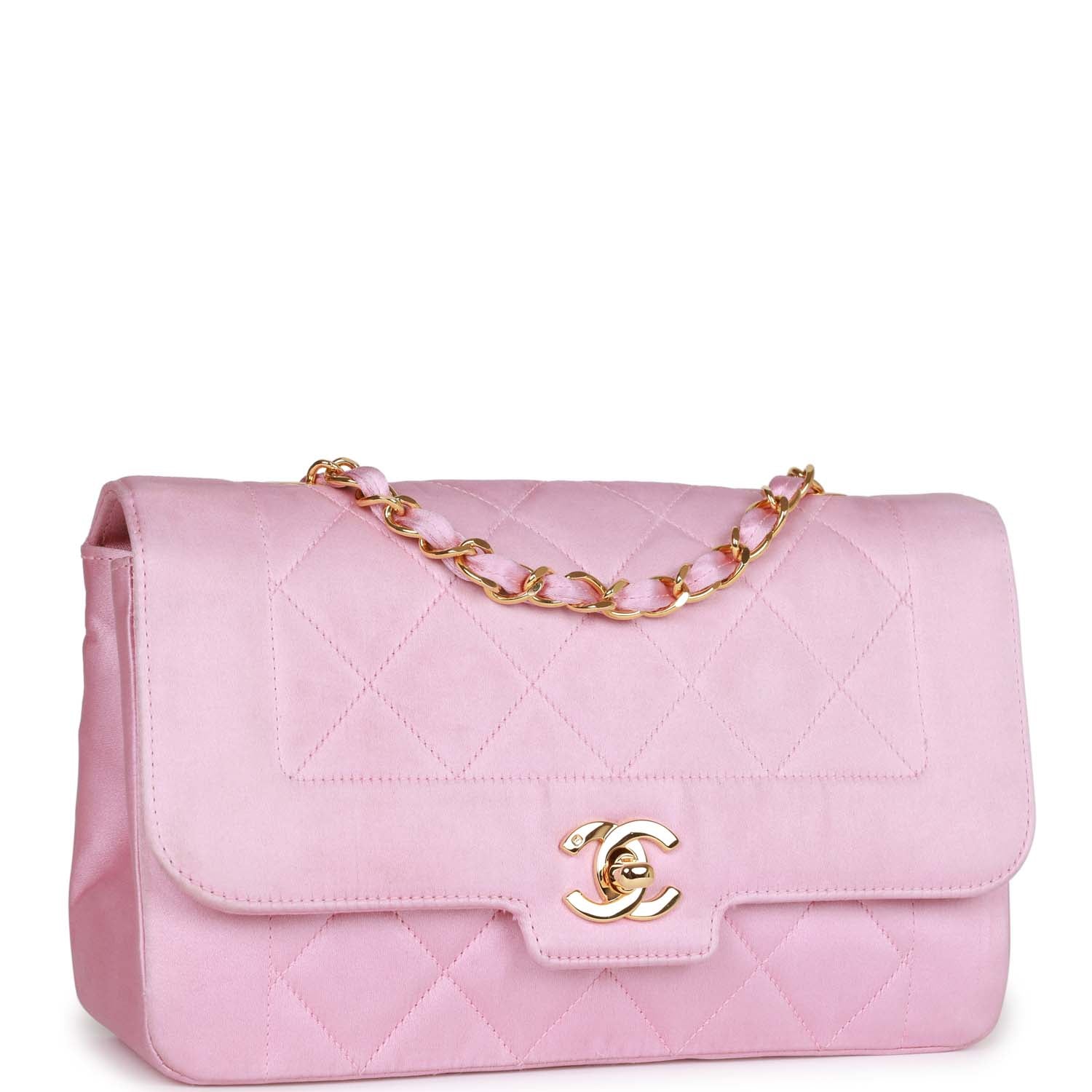 Vintage Chanel Small Flap Bag Pink Satin Gold Hardware Madison Avenue Couture