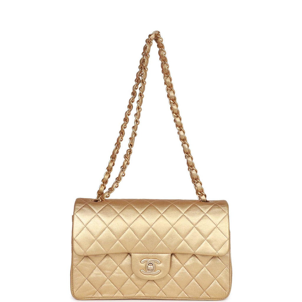 Vintage Chanel Small Classic Double Flap Bag Gold Metallic Lambskin Go –  Madison Avenue Couture