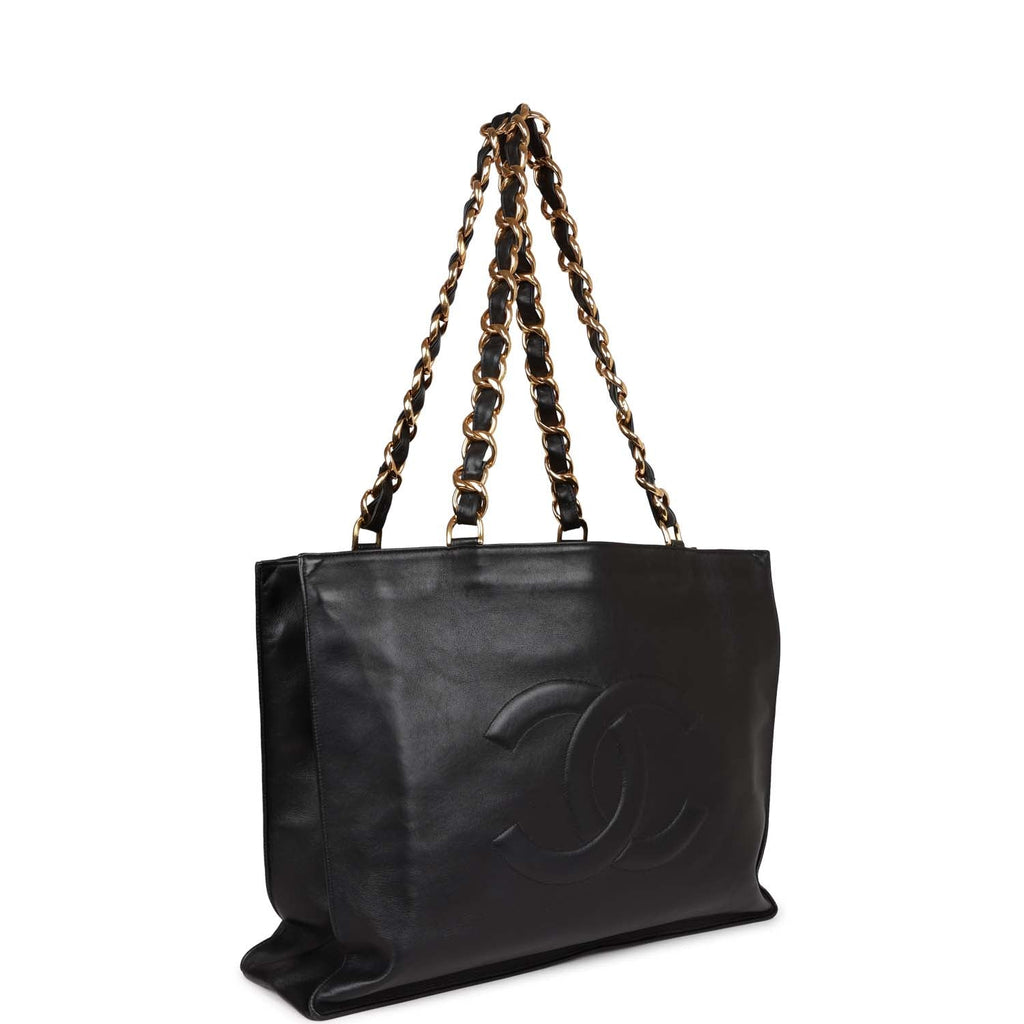 Vintage cc chain leather tote Chanel Black in Leather - 36481939