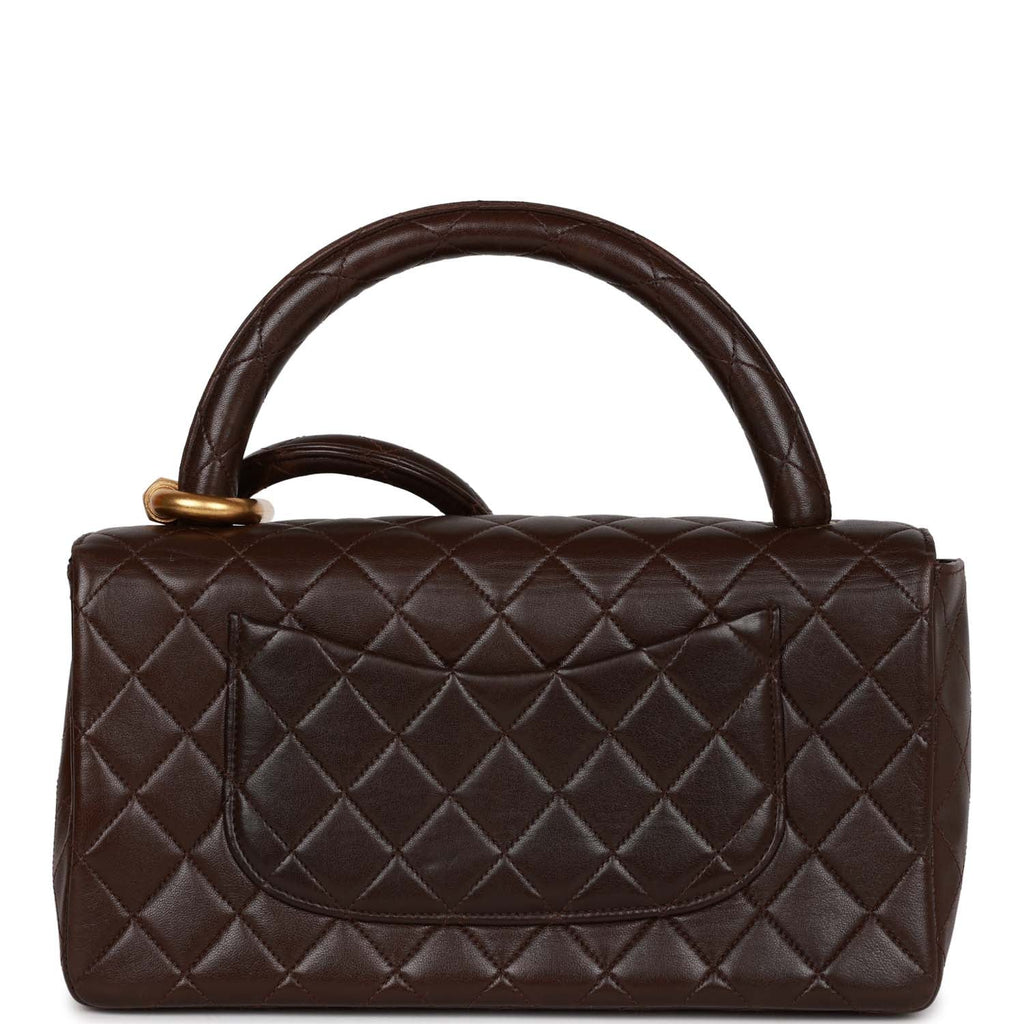 Vintage Chanel Kelly Parent and Child Flap Bag Set Brown Lambskin