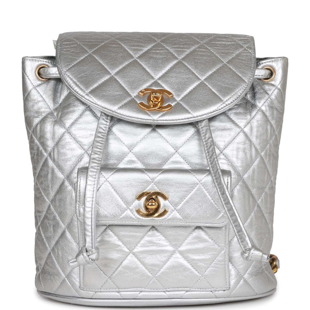 CHANEL Glazed Aged Calfskin Quilted Small Duma Drawstring Backpack