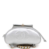 Vintage Chanel Duma Backpack Silver Metallic Lambskin Gold Hardware
