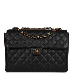 CHANEL Patent Vertical Quilted Jumbo Single Flap Black 1045934