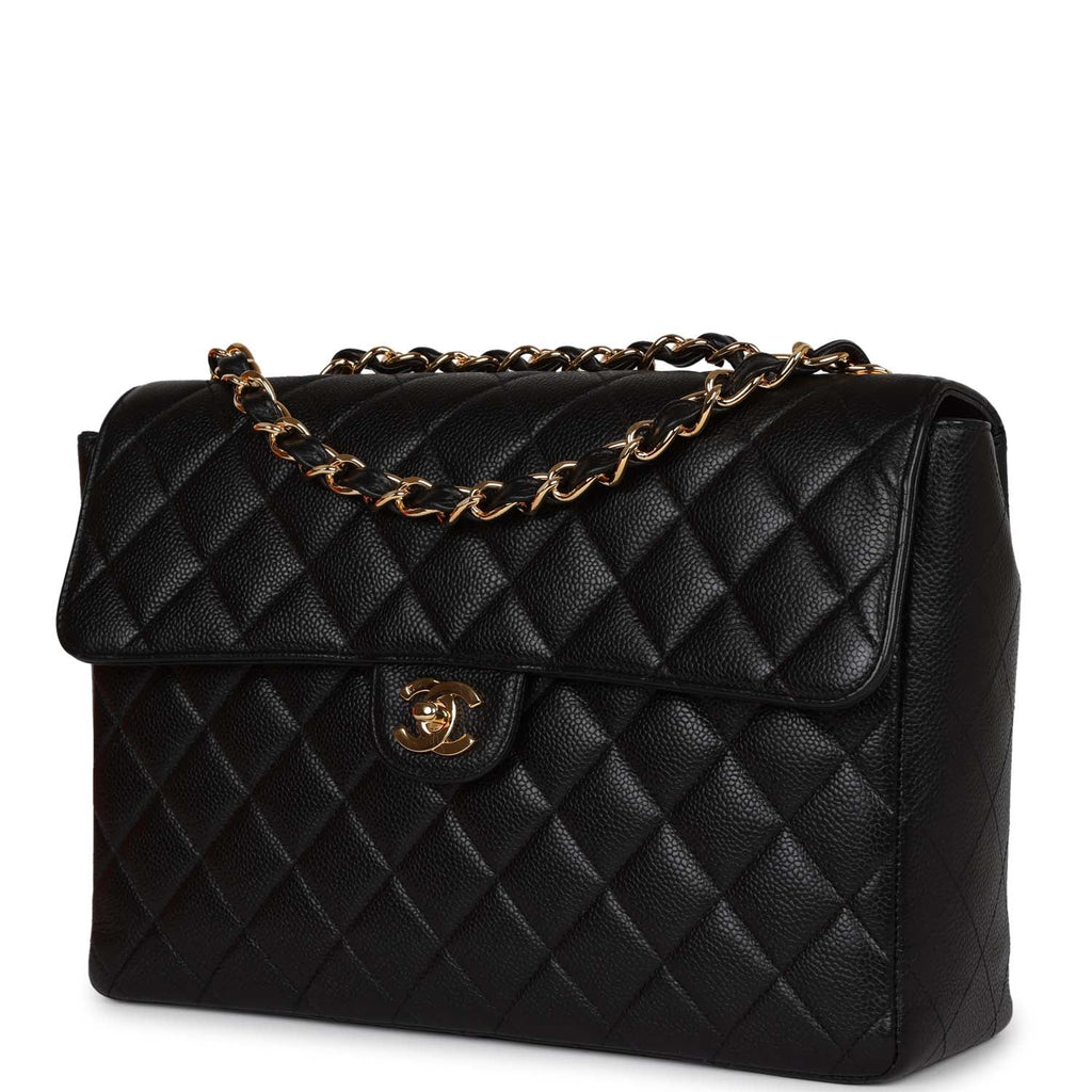 Chanel Black Leather Vintage Classic Medium Kelly Flap Bag Set Chanel