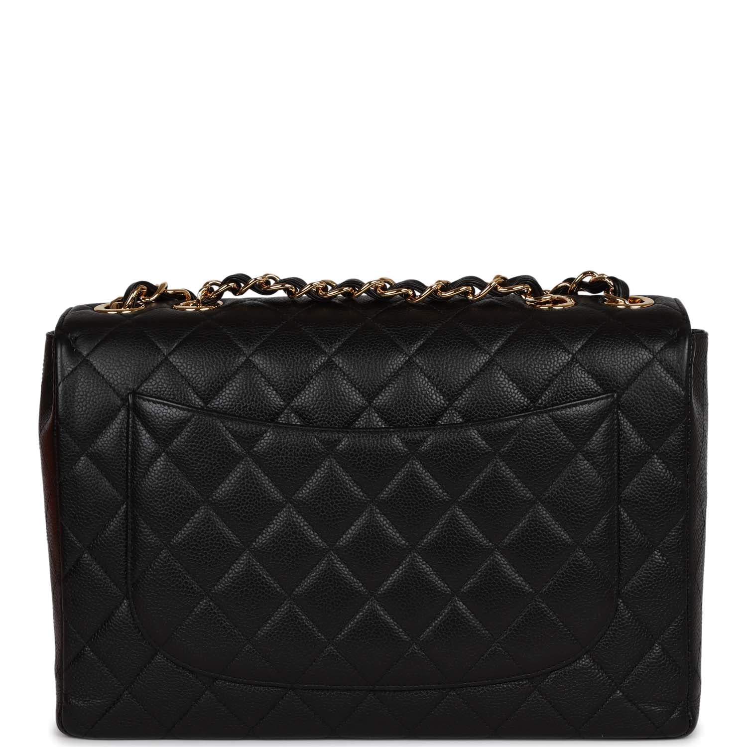 Vintage Chanel Jumbo Classic Single Flap Bag Black Caviar Gold Hardwar