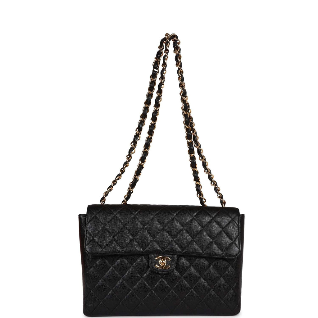 Vintage Chanel Jumbo Classic Single Flap Bag Black Caviar Gold Hardwar –  Madison Avenue Couture
