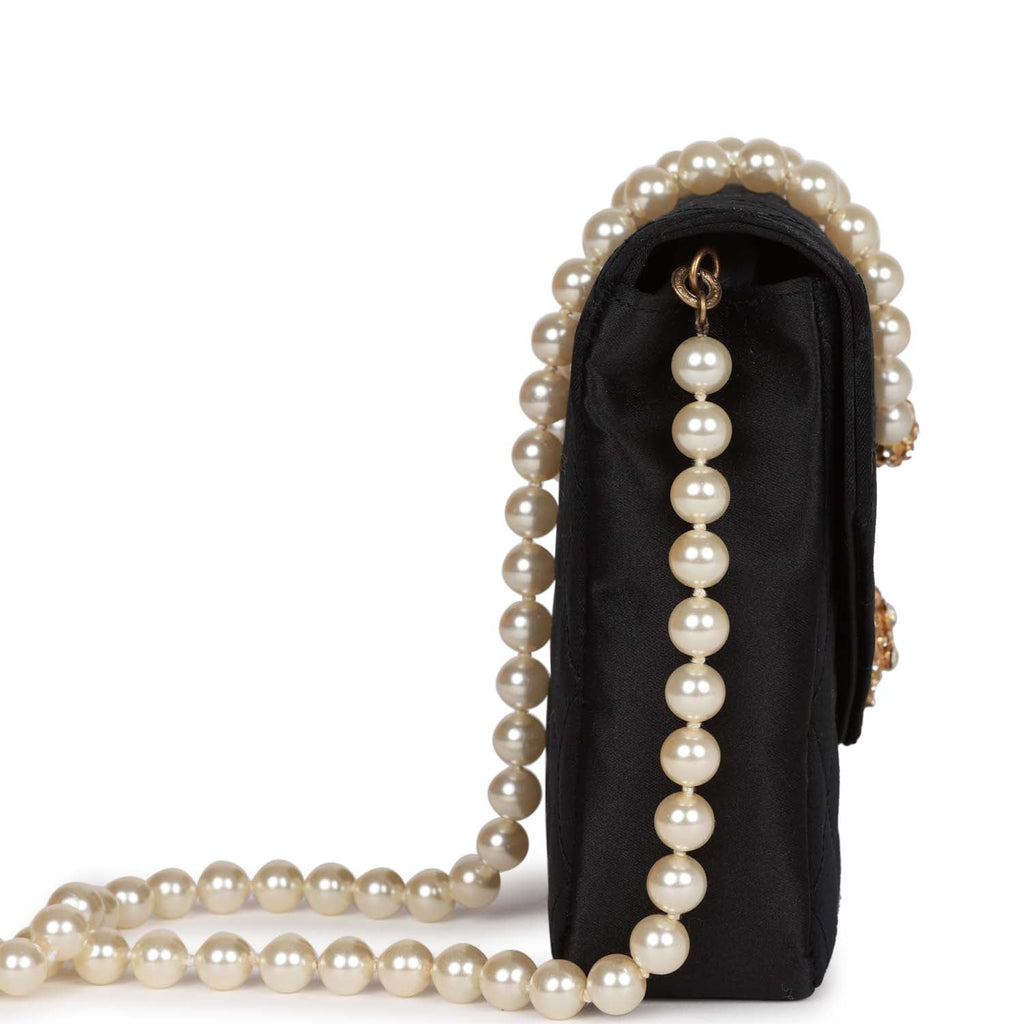 Chanel Vertical Pearls Clutch with Chic Pearl Chain In Black and Gold  Hardware GHW  STYLISHTOP