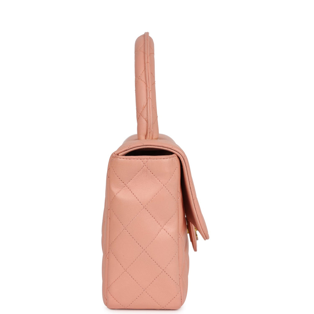 Vintage Chanel Kelly Parent and Child Flap Bag Set Pink Lambskin