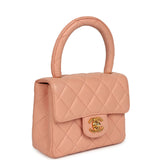 Vintage Chanel Kelly Parent and Child Flap Bag Set Pink Lambskin Gold Hardware