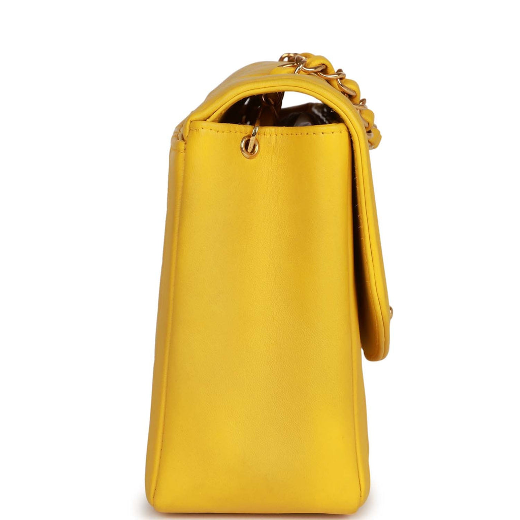 Vintage Chanel Medium Diana Flap Bag Yellow Lambskin Gold Hardware