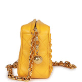Vintage Chanel Knotted Camera Bag Yellow Lambskin Gold Hardware