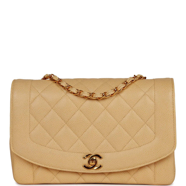 Chanel Diana Flap Shoulder Bag Beige Lambskin W25cm×H16cm×D7.5cm  Women's