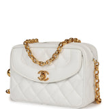 Vintage Chanel Camera Bag White Caviar Gold Hardware