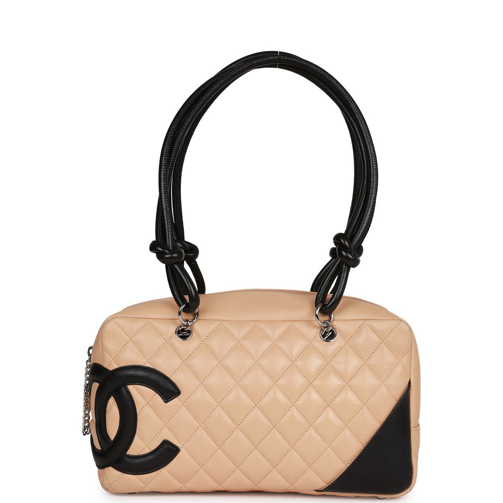 Vintage Chanel Cambon Bowler Bag Beige and Black Calfskin Silver Hardw –  Madison Avenue Couture