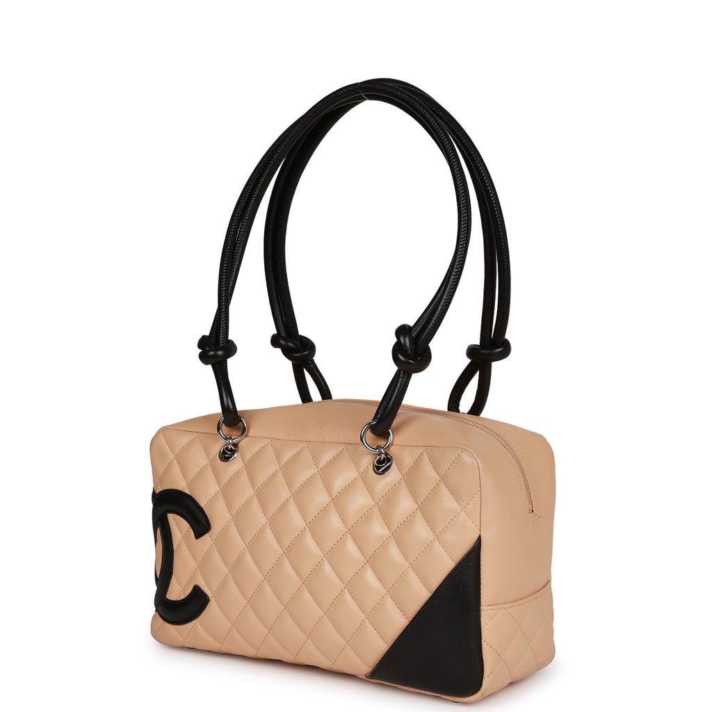 Chanel Beige/White Quilted Leather and Python Embossed Trimmed