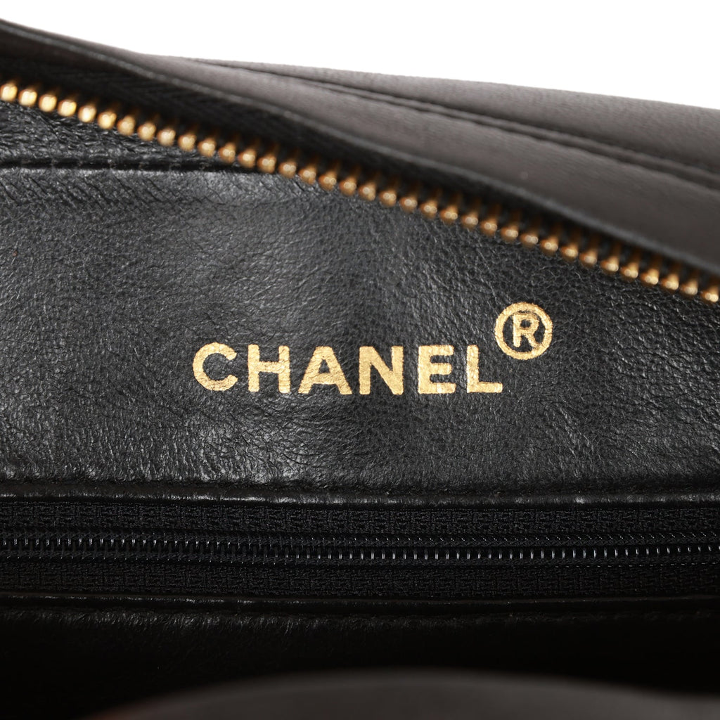 Vintage Chanel Small Diana Fringe Camera Bag Black Lambskin Gold