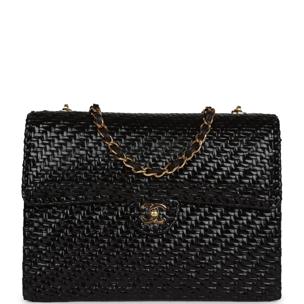 Vintage Chanel Flap Bag Black Wicker Gold Hardware – Madison Avenue Couture