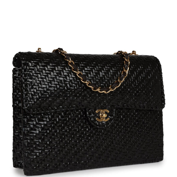 Vintage Chanel Flap Bag Black Wicker Gold Hardware – Madison Avenue Couture