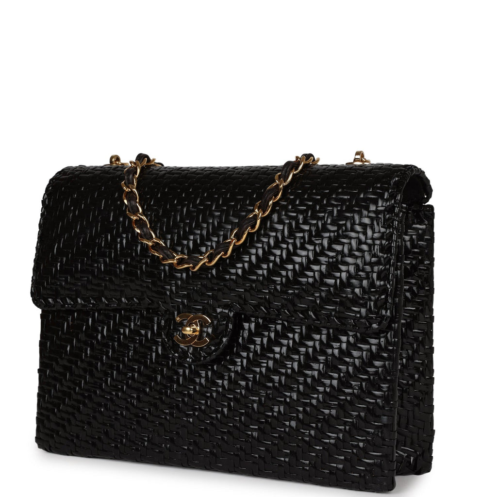Chanel Vintage Black Quilted Lambskin Mini Square Flap Gold