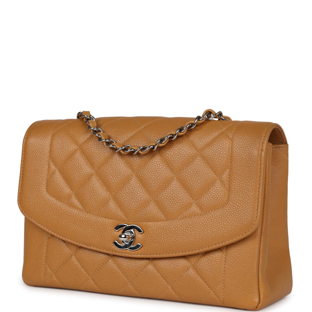 Vintage Chanel Medium Diana Flap Bag Dark Beige Caviar Silver Hardware –  Madison Avenue Couture