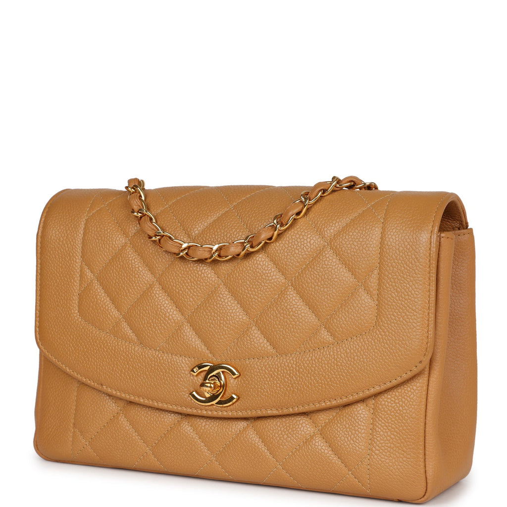 Vintage Chanel Medium Diana Flap Bag Dark Beige Caviar Gold Hardware –  Madison Avenue Couture