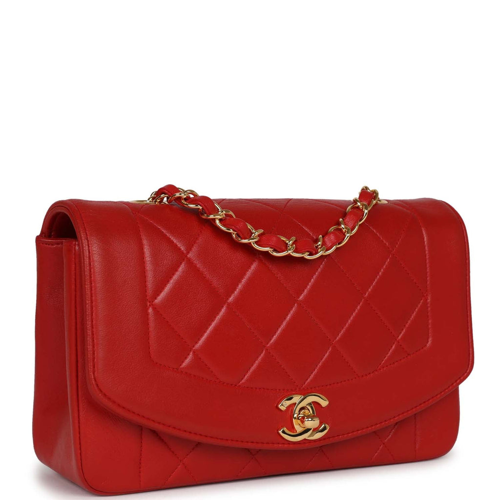 Chanel Red Quilted Lambskin Diana Flap Small Q6B0MW1IR1016