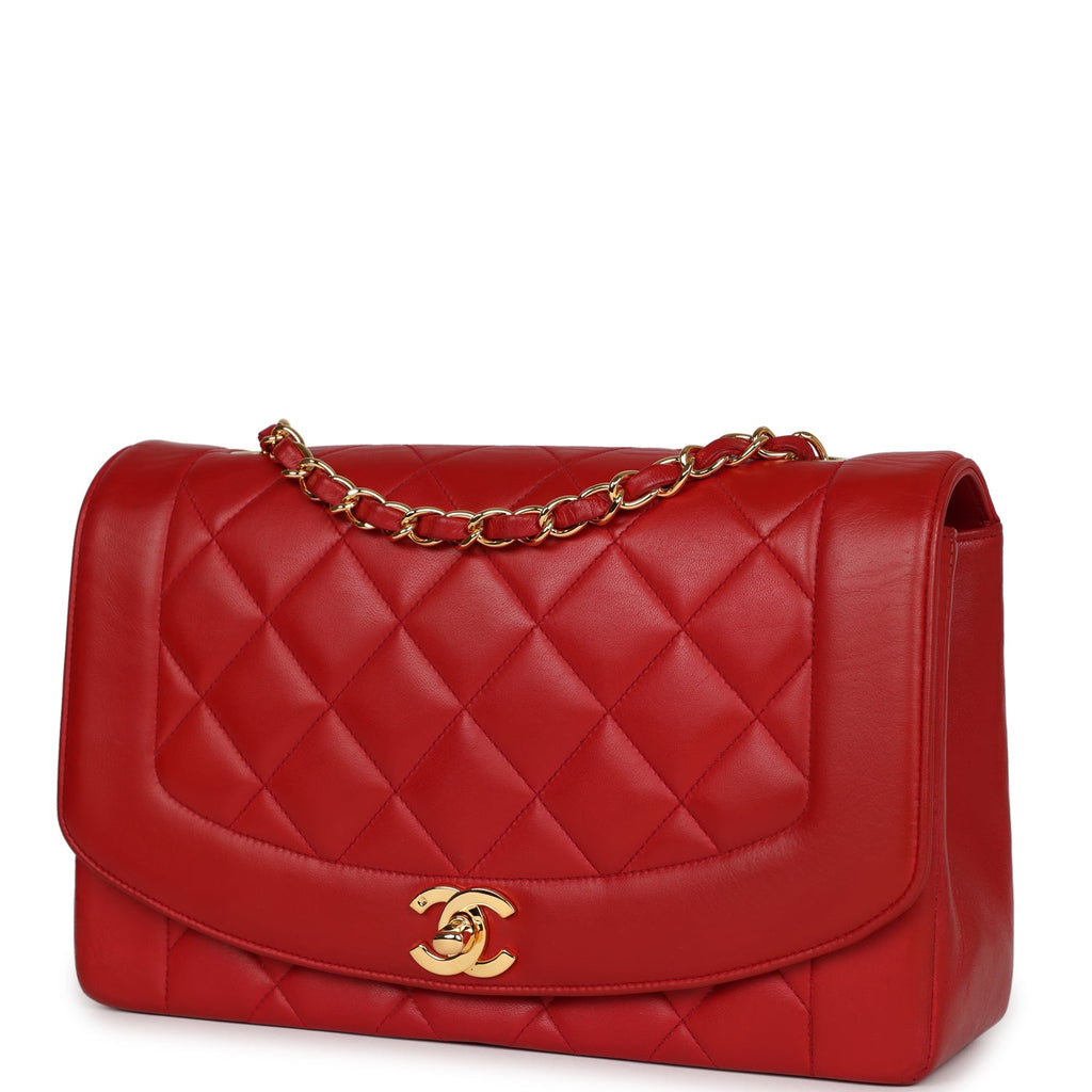 Chanel Full Flap Bag Small Red Lambskin Gold